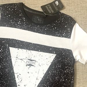 NWT Men’s NORTH REPUBLIC Graphic Tee in Black/White with Splatter Effect, Medium